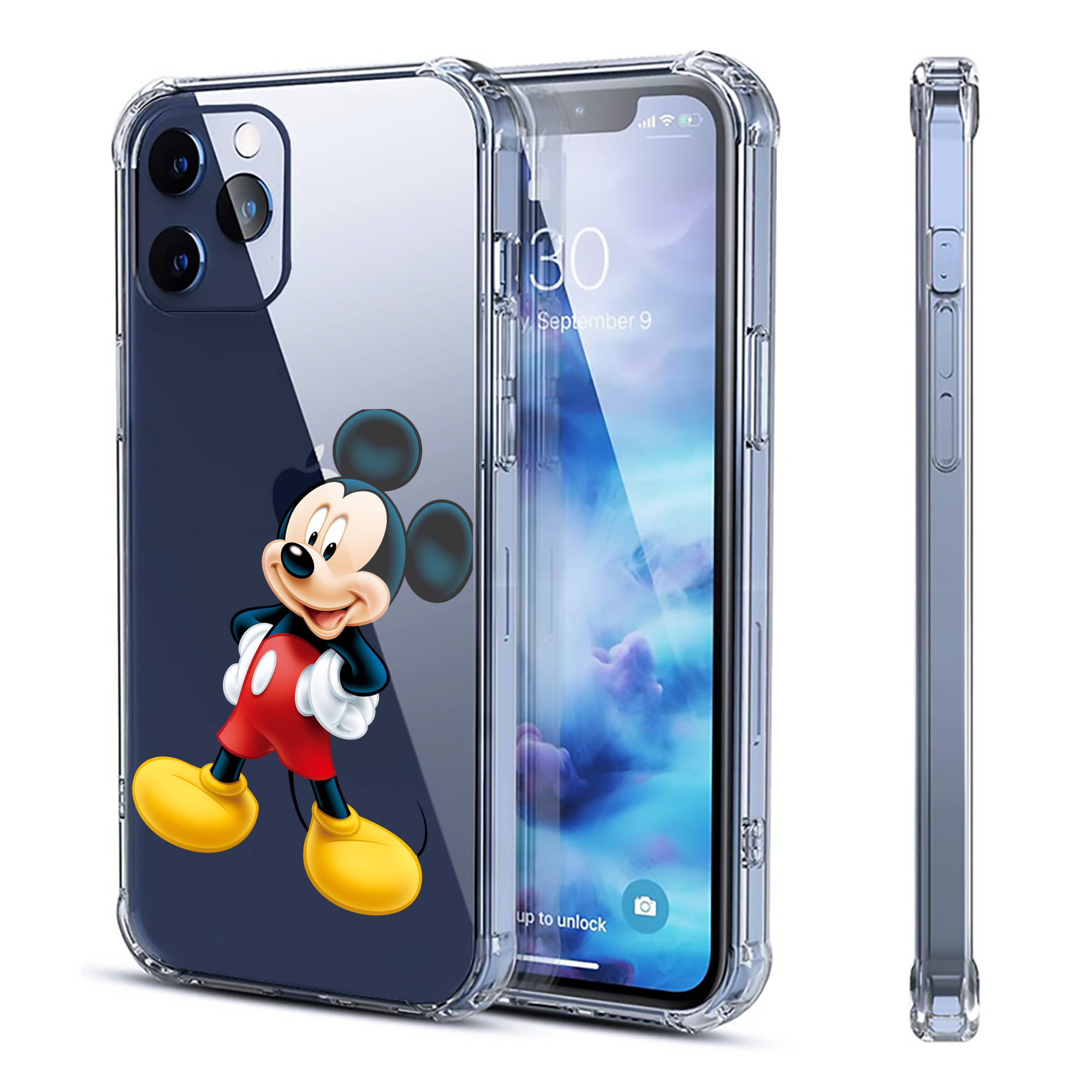（画像用） ミッキーマウス Mickey Mouse 【iPhone 12シリーズ対応】透明スマホケース（クリアソフトケース）